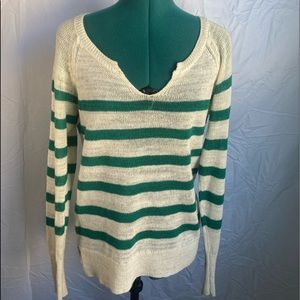 Lucky brand green striped sweater